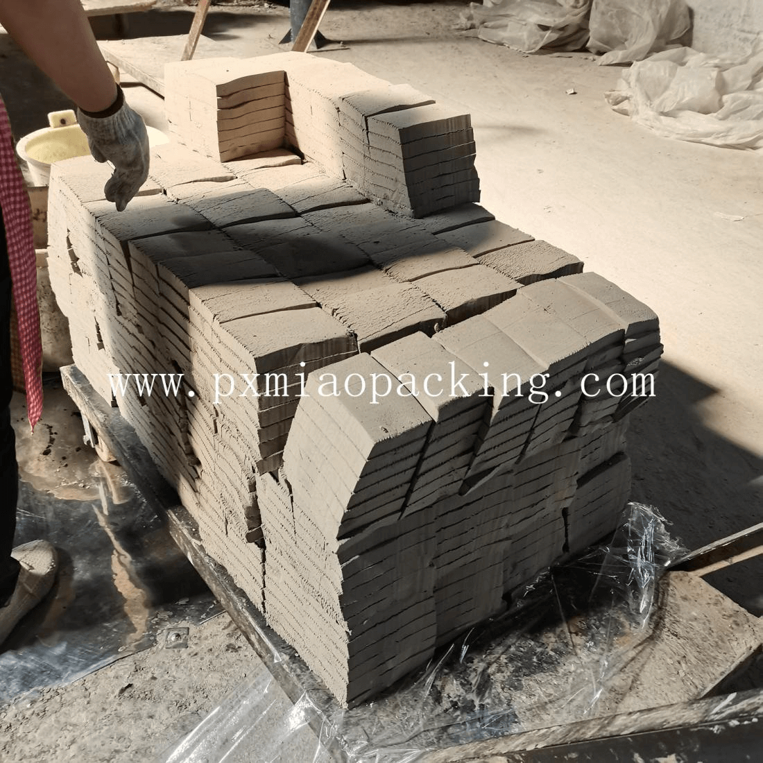 The wet solid clay prepared for shape
